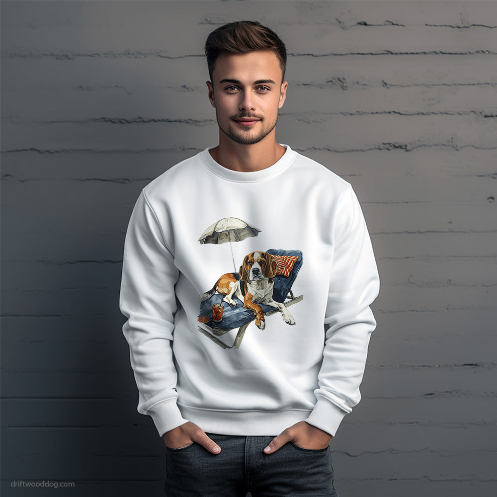 Beagle Resting on a Beach Chair Sweatshirt – Unique Dog Sweatshirt for Men