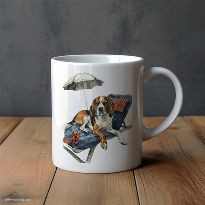 Beagle Resting on a Beach Chair Mug – Unique Dog Cups | Dog-Themed Mugs