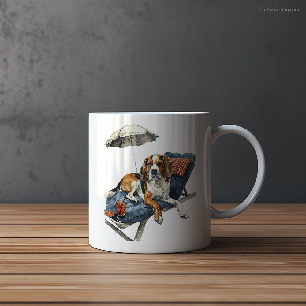 Beagle Resting on a Beach Chair Mug – Funny Dog Coffee Mugs | Quirky Canine Drinkware