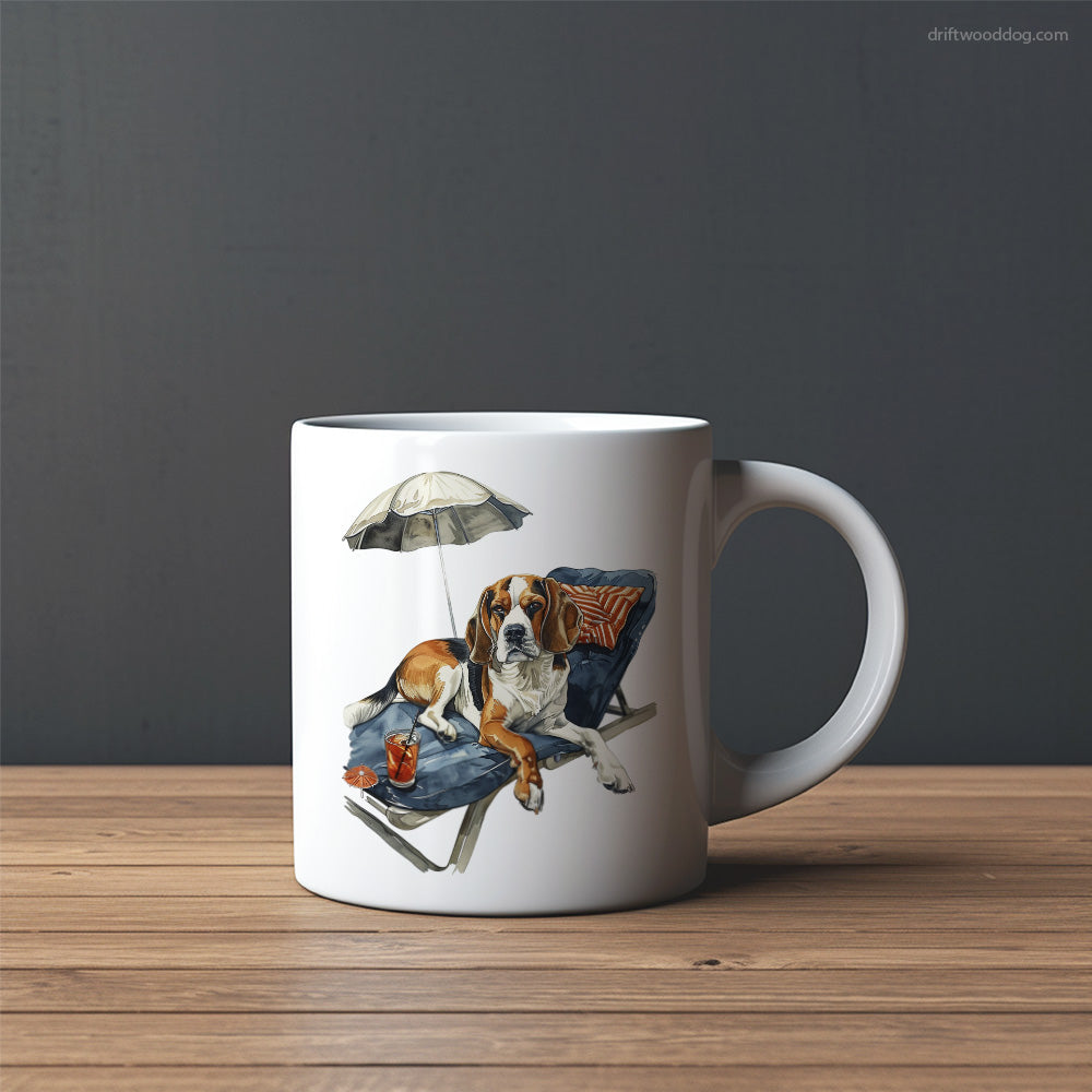 Beagle Resting on a Beach Chair Mug – Custom Dog Mugs | Personalized Pet Mugs