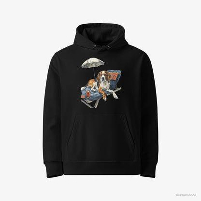 Beagle Resting on a Beach Chair Black Hoodie