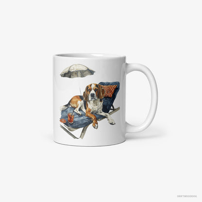 Beagle Resting on a Beach Chair White Mug