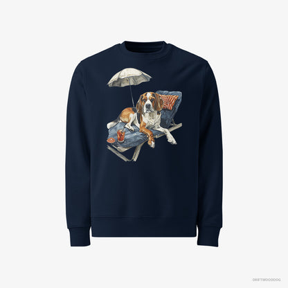 Beagle Resting on a Beach Chair Navy Sweatshirt