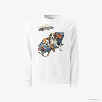 Beagle Resting on a Beach Chair White Sweatshirt