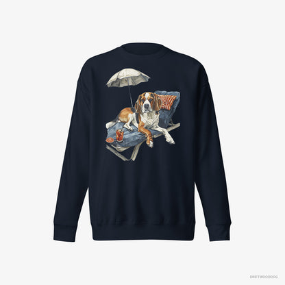 Beagle Resting on a Beach Chair Navy Sweatshirt