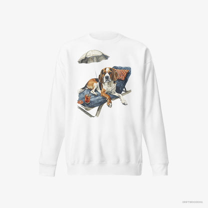 Beagle Resting on a Beach Chair White Sweatshirt