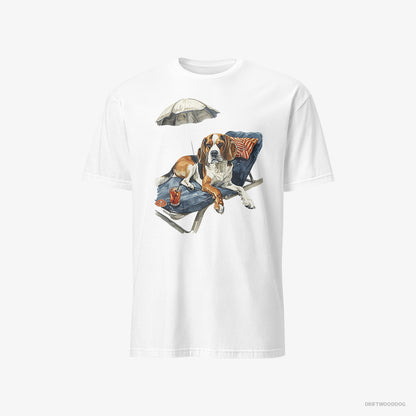 Beagle Resting on a Beach Chair White T-Shirt