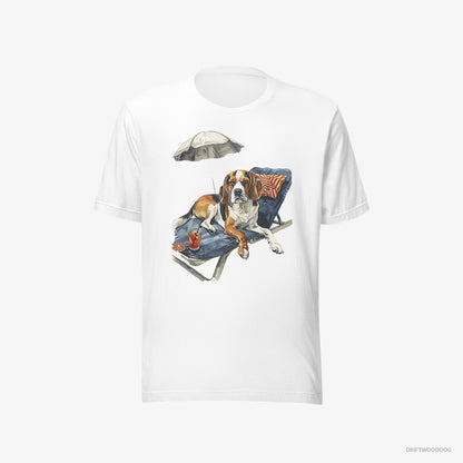 Beagle Resting on a Beach Chair White T-Shirt