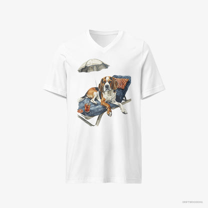 Beagle Resting on a Beach Chair White T-Shirt