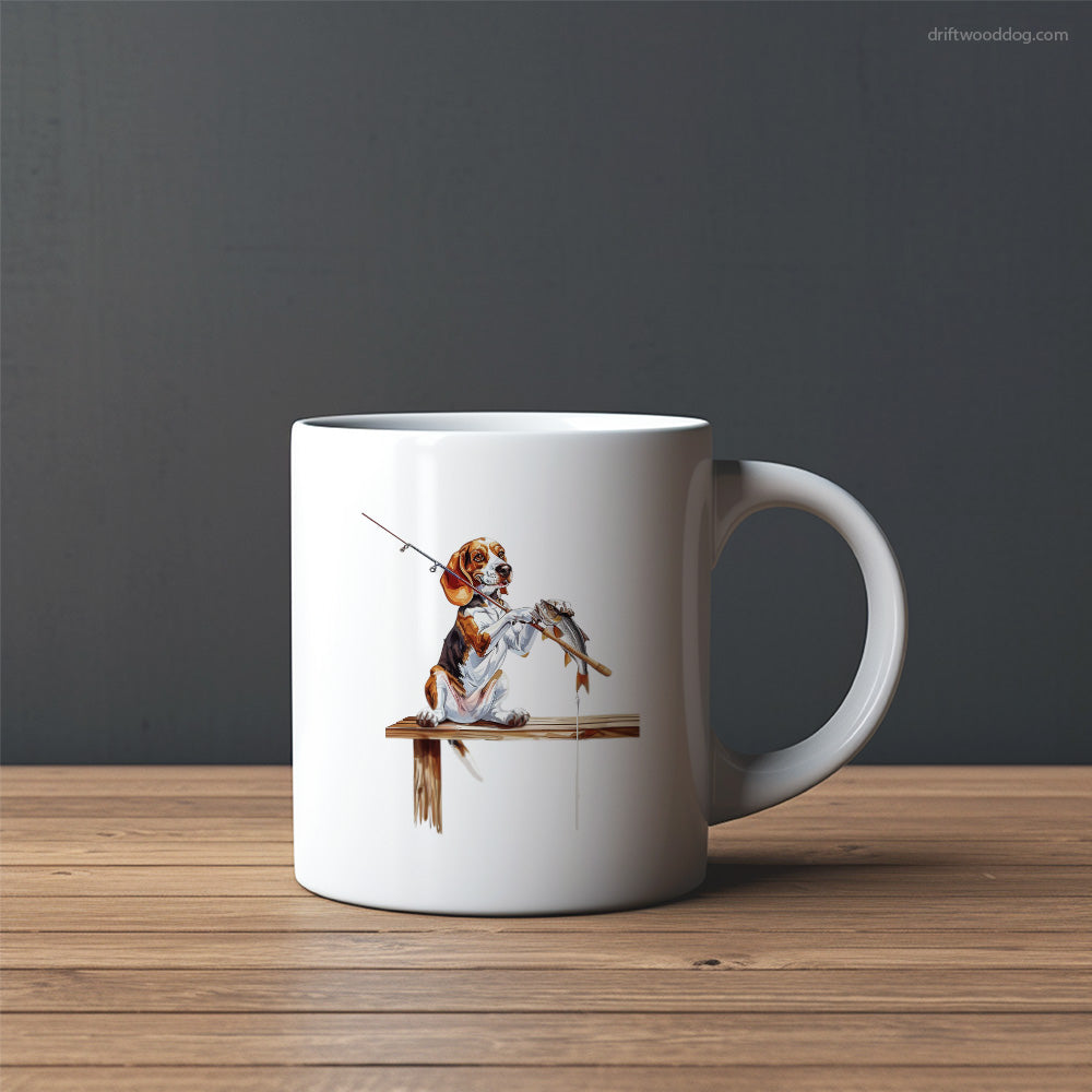 Beagle with a Fishing Rod Mug – Custom Dog Mugs | Personalized Pet Mugs