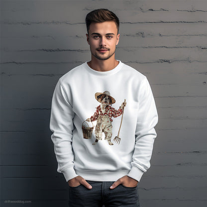 Bulldog Dressed as a Farmer Sweatshirt – Unique Dog Sweatshirt for Men