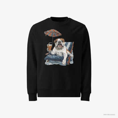 Bulldog Lying on a Sun Lounger with a Cocktail Black Sweatshirt