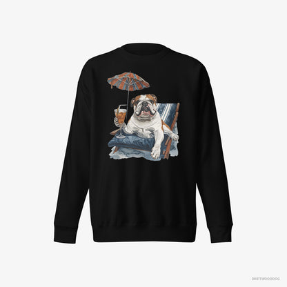 Bulldog Lying on a Sun Lounger with a Cocktail Black Sweatshirt