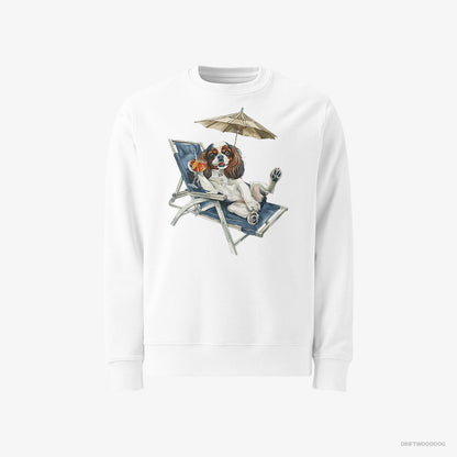 Cavalier King Charles Spaniel Lying on a Sun Lounger White Sweatshirt