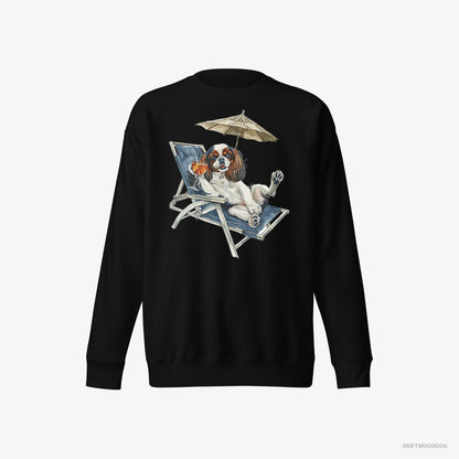 Cavalier King Charles Spaniel Lying on a Sun Lounger Black Sweatshirt