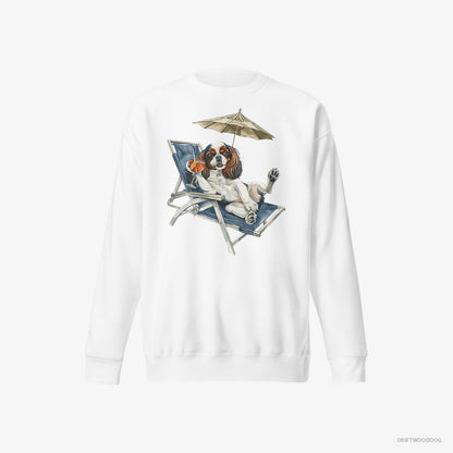 Cavalier King Charles Spaniel Lying on a Sun Lounger White Sweatshirt