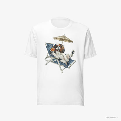 Cavalier King Charles Spaniel Lying on a Sun Lounger White T-Shirt