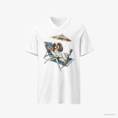 Cavalier King Charles Spaniel Lying on a Sun Lounger White T-Shirt