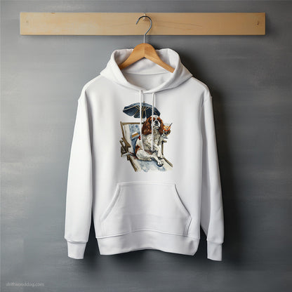 Cute Cavalier King Charles Spaniel Relaxing on a Sunbed Hoodie – Unisex Hoodie for Dog Lovers