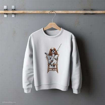 Cavalier King Charles Spaniel Fishing with a Rod Sweatshirt – Unisex Sweatshirt for Dog Lovers