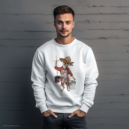 Chihuahua as a Happy Farmer Sweatshirt – Unique Dog Sweatshirt for Men