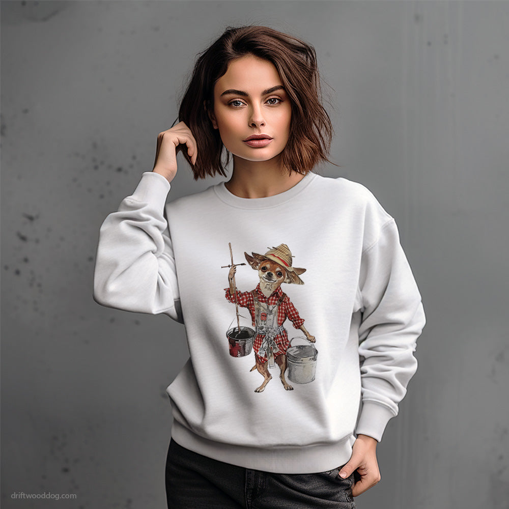 Chihuahua as a Happy Farmer Sweatshirt – Dog-Themed Gifts for Dog Lovers