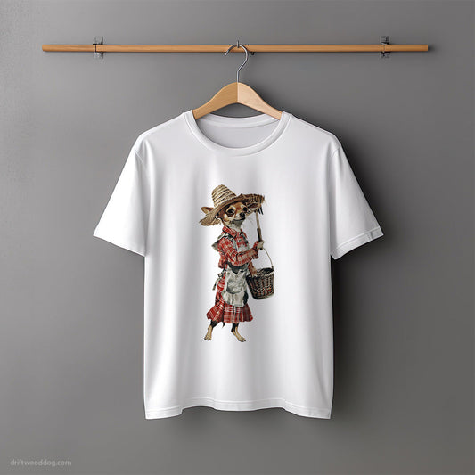 Cute Chihuahua Dressed in Farmer's Clothes T-Shirt – Unisex Tee for Dog Lovers