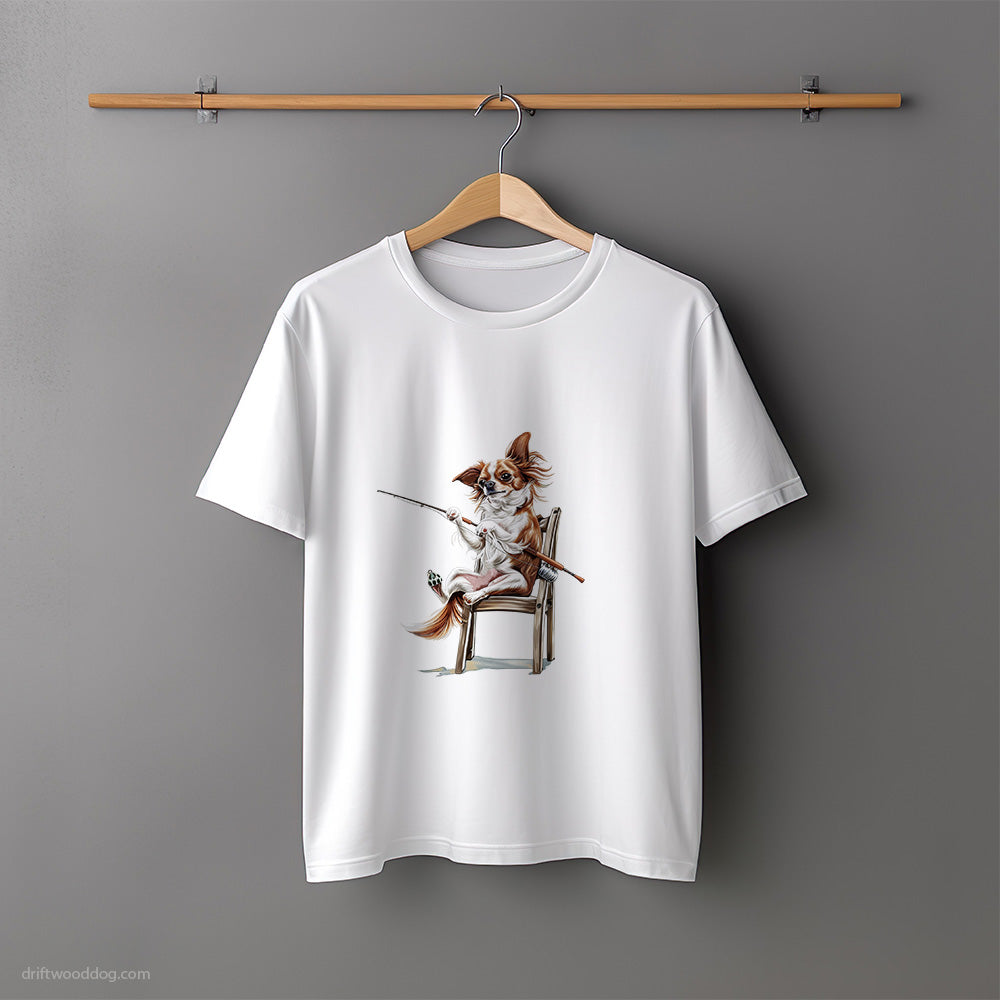 Chihuahua with a Fishing Rod T-Shirt – Unisex Tee for Dog Lovers