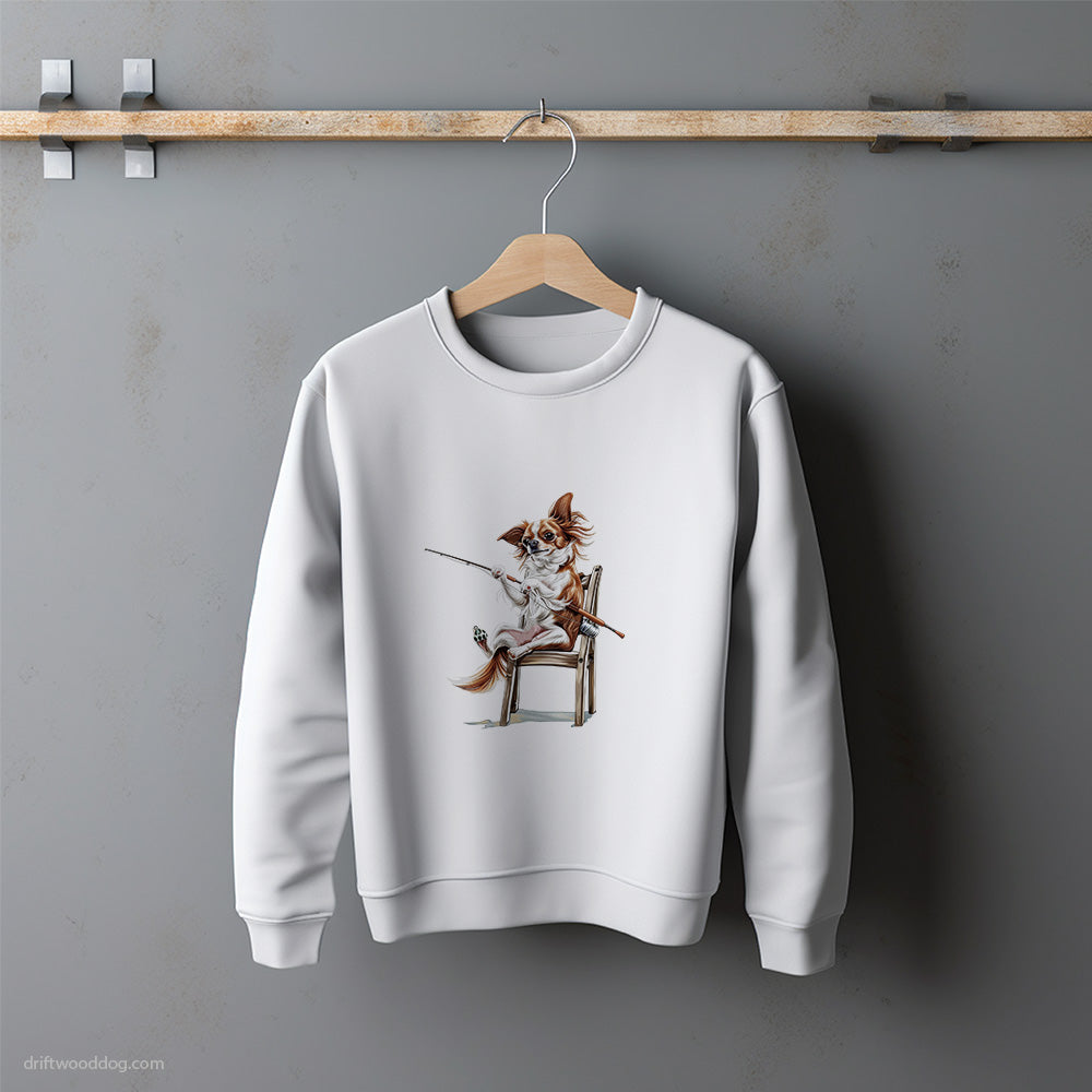 Chihuahua with a Fishing Rod Sweatshirt – Unisex Sweatshirt for Dog Lovers