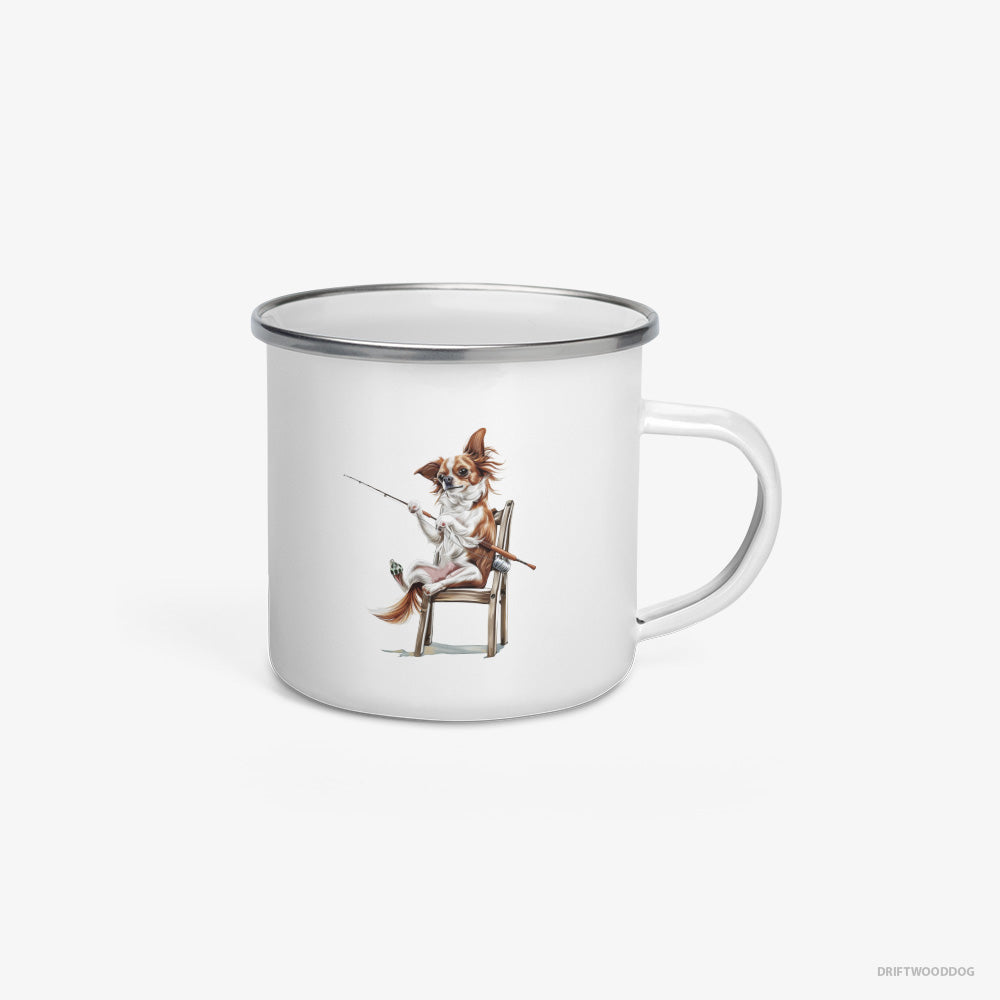 Chihuahua with a Fishing Rod Enamel Mug