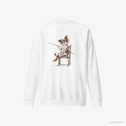 Chihuahua with a Fishing Rod White Sweatshirt