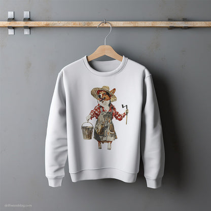 Happy Corgi Dressed as a Farmer Sweatshirt – Unisex Sweatshirt for Dog Lovers