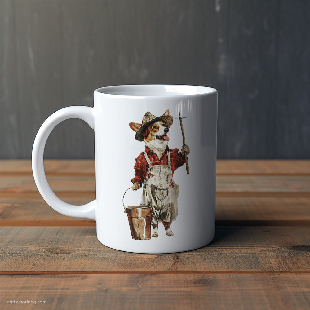 Corgi as a Happy Farmer Mug – Cute Dog-Themed Mugs | Perfect Gifts for Dog Lovers