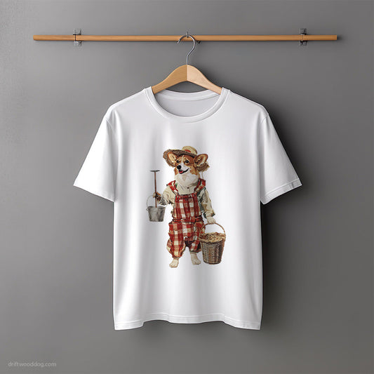 Corgi Dressed in Farmer's Clothes T-Shirt – Unisex Tee for Dog Lovers