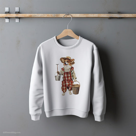 Corgi Dressed in Farmer's Clothes Sweatshirt – Unisex Sweatshirt for Dog Lovers