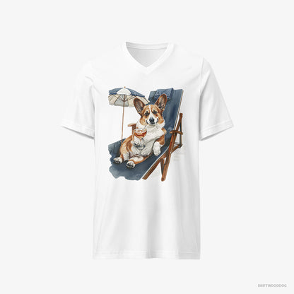 Corgi Resting on a Beach Chair White T-Shirt