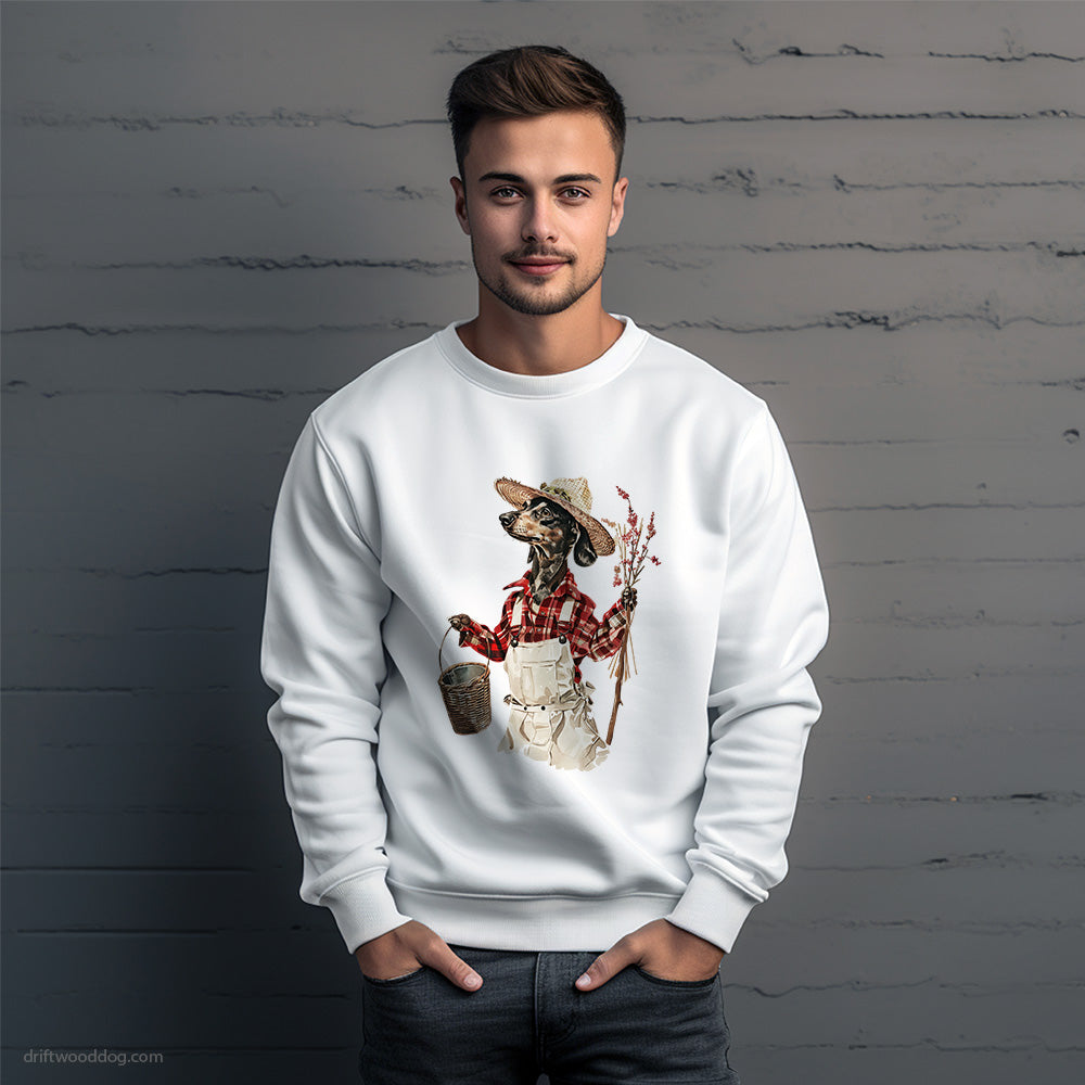 Black Dachshund Dressed in Farmer's Clothes Sweatshirt – Unique Dog Sweatshirt for Men