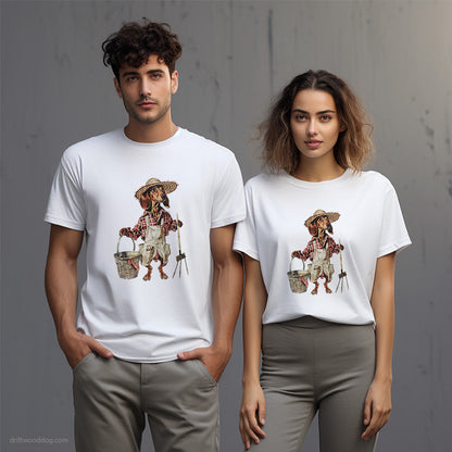 Dachshund Dressed as a Farmer T-Shirt – Unisex T-Shirt for Dog Lovers 