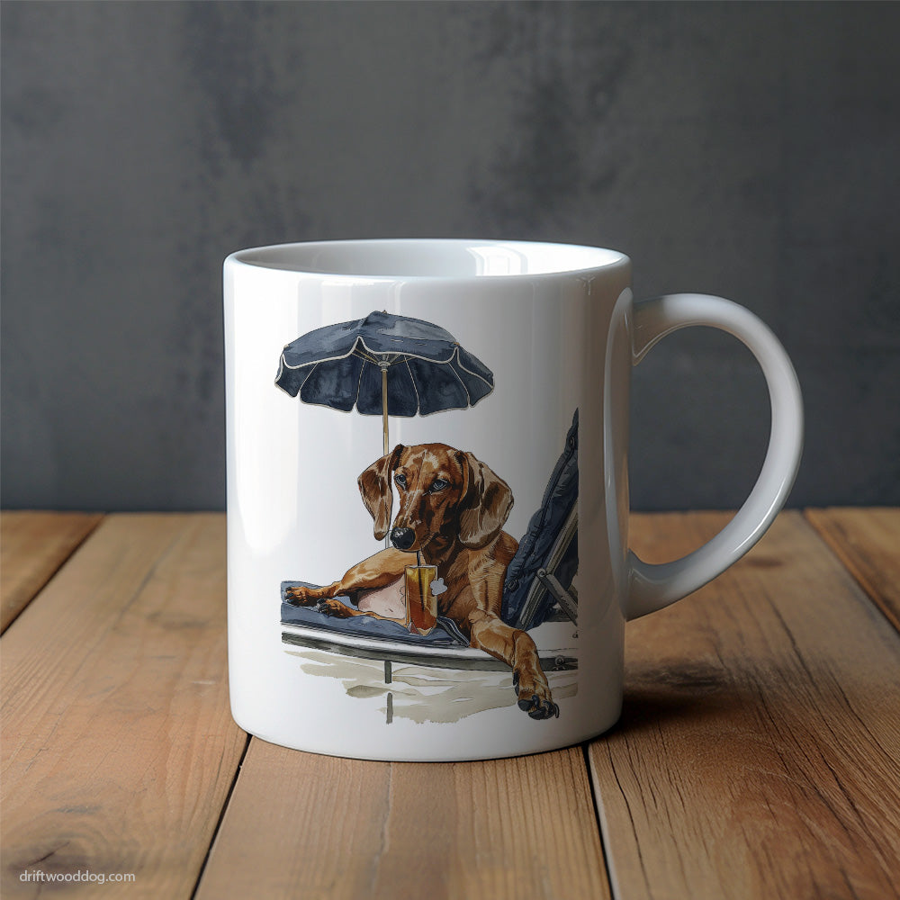 Dachshund Lying on a Sun Lounger Mug – Unique Dog Cups | Dog-Themed Mugs