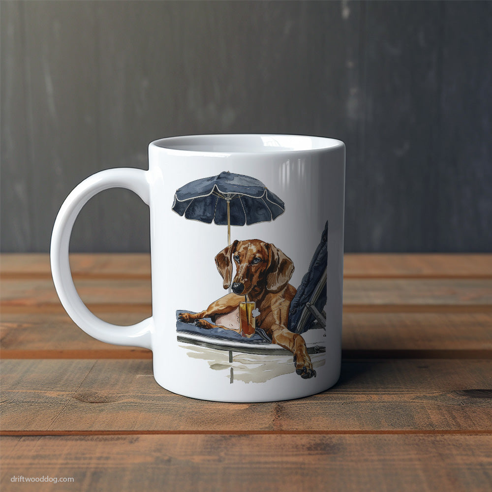 Dachshund Lying on a Sun Lounger Mug – Cute Dog-Themed Mugs | Perfect Gifts for Dog Lovers