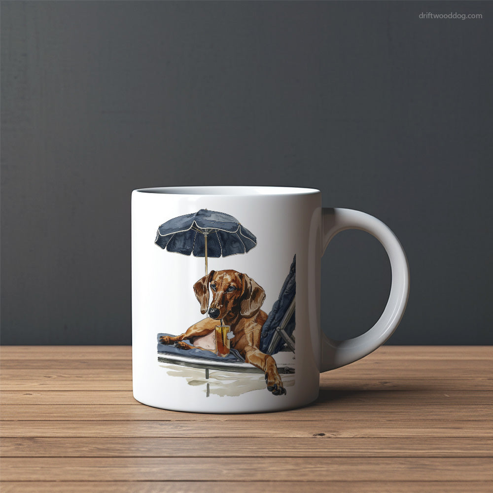 Dachshund Lying on a Sun Lounger Mug – Custom Dog Mugs | Personalized Pet Mugs