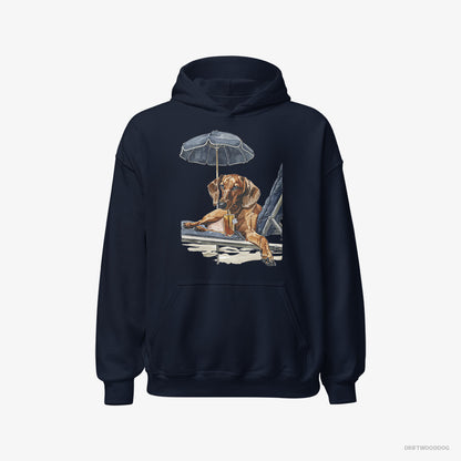 Dachshund Lying on a Sun Lounger Navy Hoodie