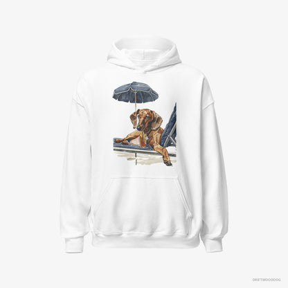 Dachshund Lying on a Sun Lounger White Hoodie