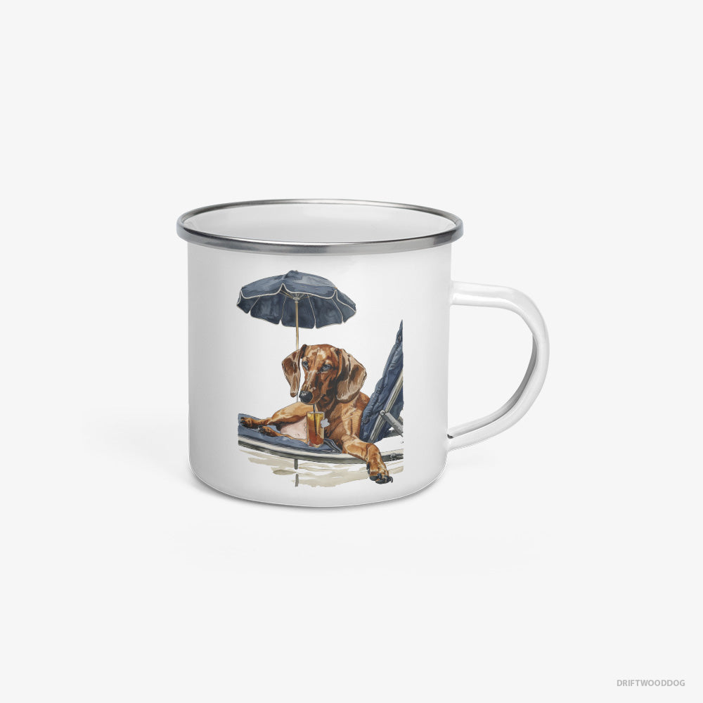 Dachshund Lying on a Sun Lounger Enamel Mug