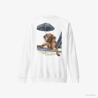 Dachshund Lying on a Sun Lounger White Sweatshirt