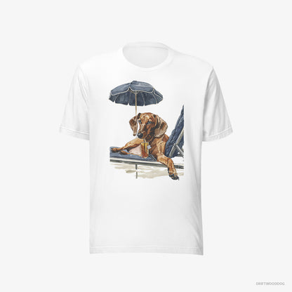 Dachshund Lying on a Sun Lounger White T-Shirt