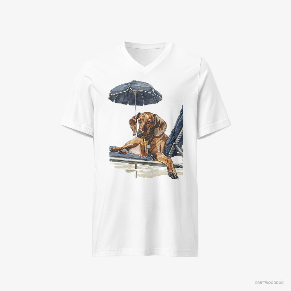 Dachshund Lying on a Sun Lounger V-Neck T-Shirt