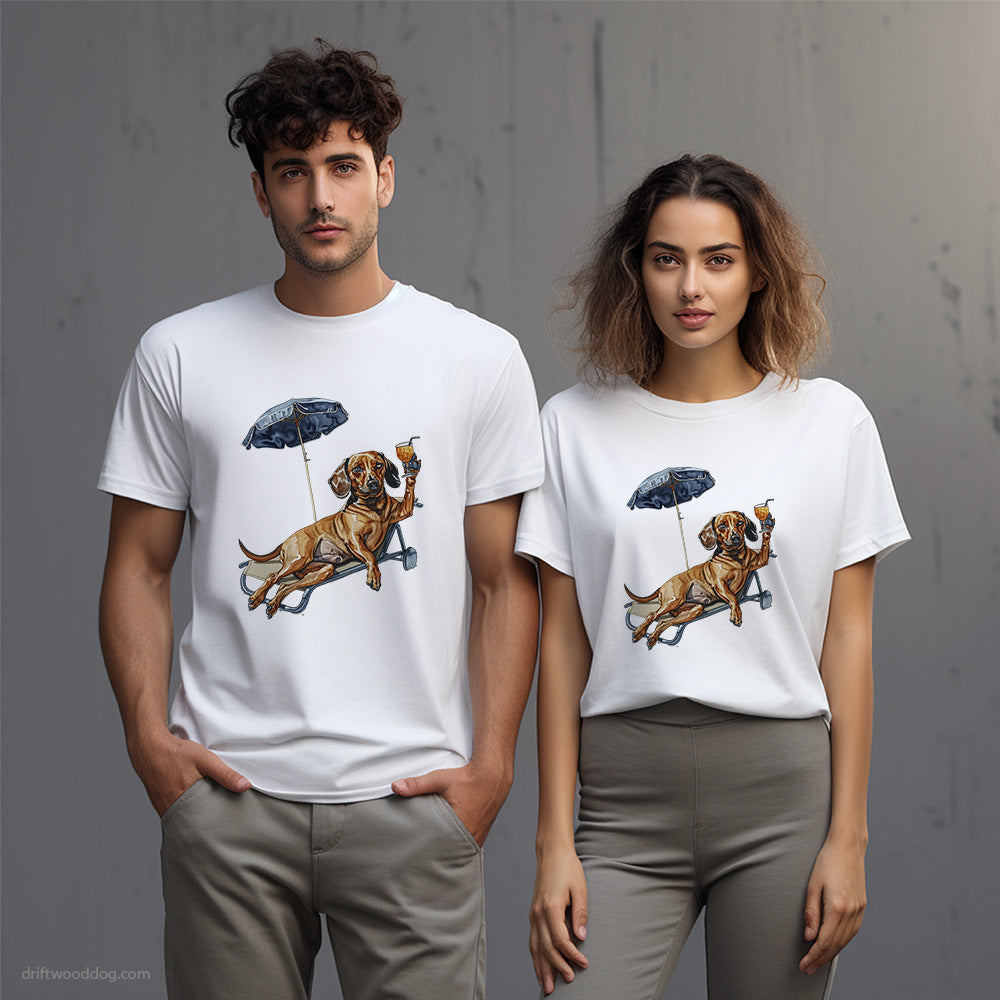 Dachshund Resting on a Beach Chair T-Shirt – Unisex T-Shirt for Dog Lovers 