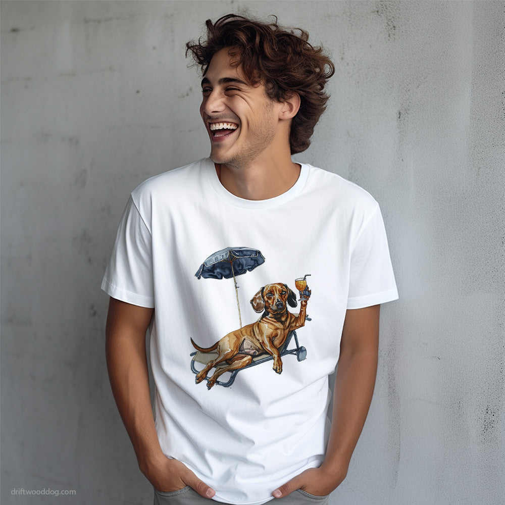 Dachshund Resting on a Beach Chair T-Shirt – Dog T-Shirt for Men