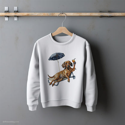 Dachshund Resting on a Beach Chair Sweatshirt – Unisex Sweatshirt for Dog Lovers